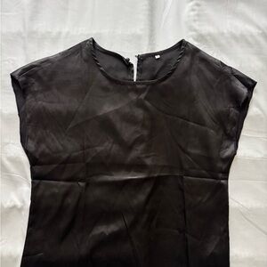 Classic Black Short-Sleeve Blouse with Back Keyhole